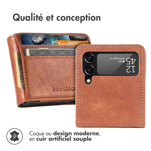 imoshion Étui de télephone portefeuille Luxe Samsung Galaxy Z Flip 4 - Marron