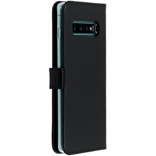 Selencia Étui portefeuille en cuir véritable Samsung Galaxy S10 Plus - Noir
