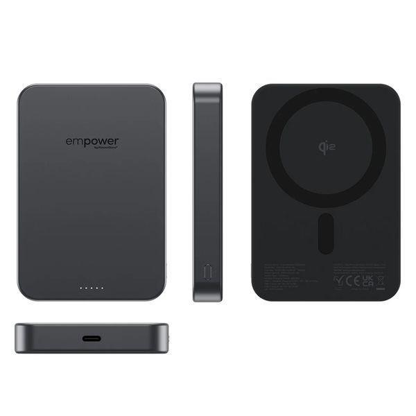 Empower by PanzerGlass Empower Bank Powerbank 10 000 mAh - Powerbank sans fil - MagSafe et Qi2 - Space Black