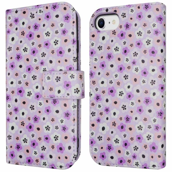 imoshion ﻿Étui de téléphone portefeuille Design iPhone SE (2022 / 2020) / 8 / 7 / 6(s) - Purple Flowers