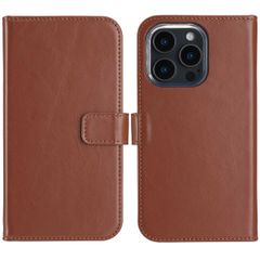 Selencia Étui portefeuille en cuir véritable Apple iPhone 16 Pro Max - Lichtbruin