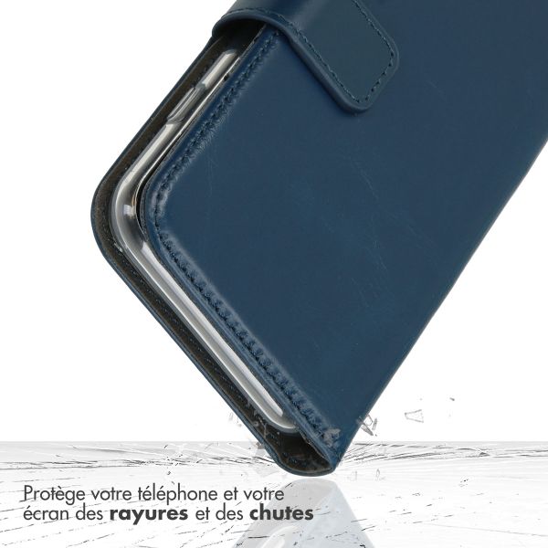 Selencia Étui de téléphone en cuir véritable Apple iPhone 11 Pro - Bleu
