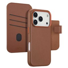 Accezz Étui de téléphone portefeuille en cuir 2-en-1 avec MagSafe Apple iPhone 17 Pro - Sienna Brown