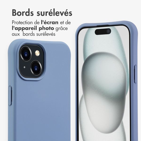 imoshion Coque arrière Color avec cordon amovible et MagSafe Apple iPhone 15 - Ash Blue