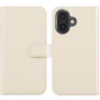 Selencia Étui de téléphone portefeuille en cuir véritable iPhone 16 - Greige