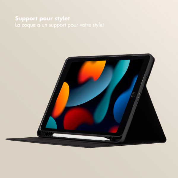 Selencia Coque tablette Sabi avec imprimé léopard Apple iPad 9 (2021) 10.2 pouces / iPad 8 (2020) 10.2 pouces / iPad 7 (2019) 10.2 pouces - Midnight Black