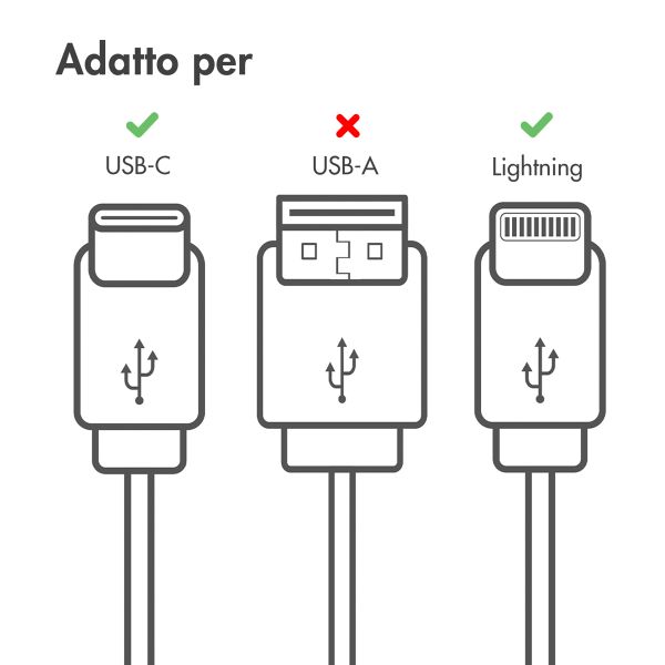 imoshion ﻿Câble Lightning vers USB-C - Non MFi - Textile tressé - 1 mètre - Blanc