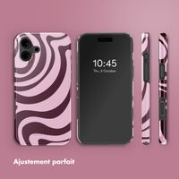 Selencia Coque arrière Vivid Tough avec MagSafe iPhone 16 - Wavy Swirl Pink Plum