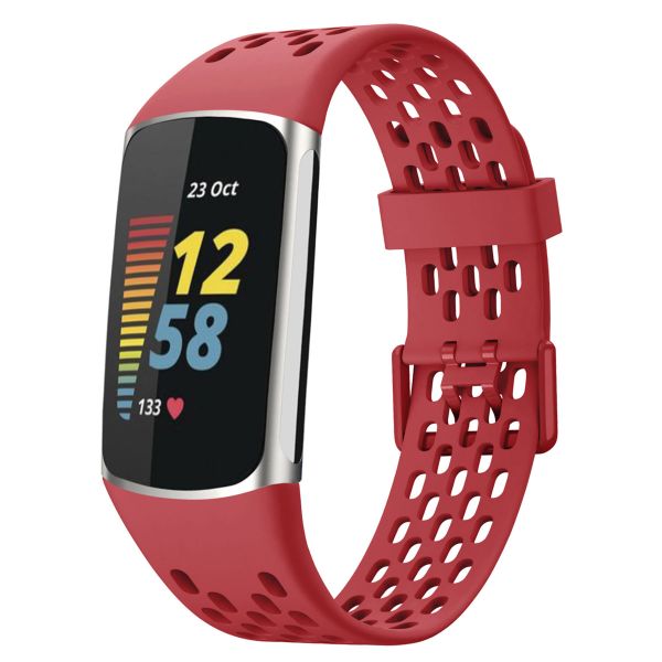 imoshion Bracelet de sport en silicone avec trous Fitbit Charge 5 / Charge 6 - Rouge