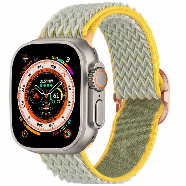 imoshion Bande élastique en nylon Apple Watch Series 1-10 / SE / Ultra (2) - 42/44/45/46/49 mm - ﻿Vert clair