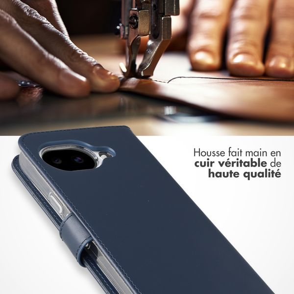 Selencia Étui portefeuille en cuir véritable Google Pixel 10a - Bleu foncé