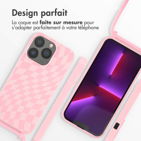 imoshion Coque design en silicone avec cordon Apple iPhone 13 Pro - Retro Pink