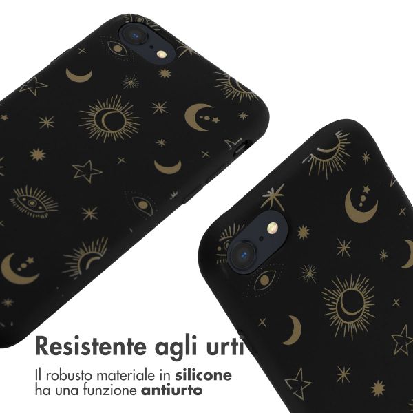 imoshion Coque design en silicone avec cordon Apple iPhone SE (2022 / 2020) / 8 / 7 - Sky Black