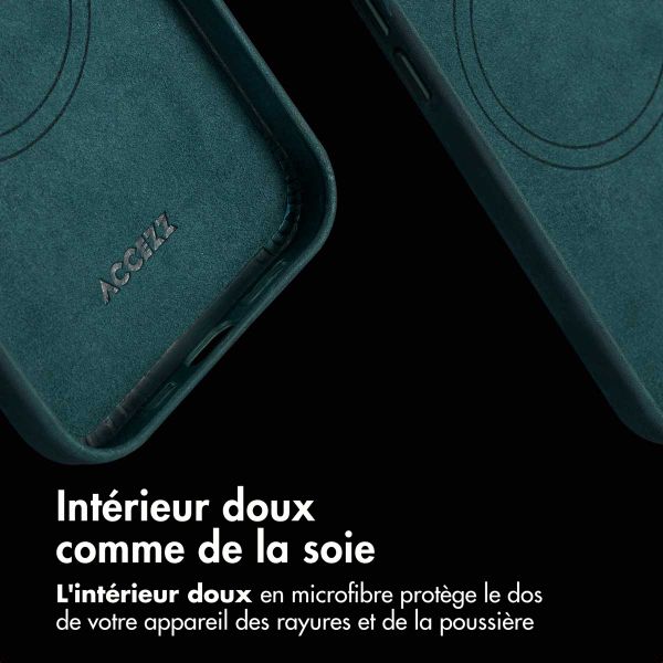 Accezz Coque MagSafe en cuir vintage Apple iPhone 15 - Smokey Green