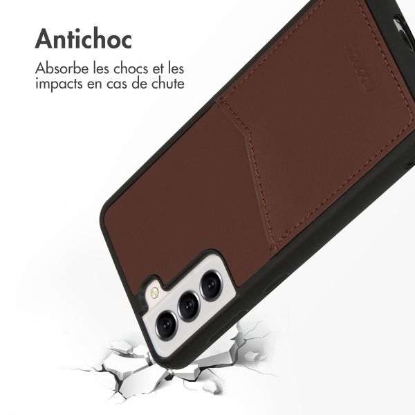 Accezz ﻿Coque en cuir de qualité supérieure avec fentes pour cartes Samsung Galaxy S21 - Brun