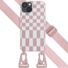 Selencia Coque design en silicone avec cordon amovible Apple iPhone 13 - Irregular Check Sand Pink