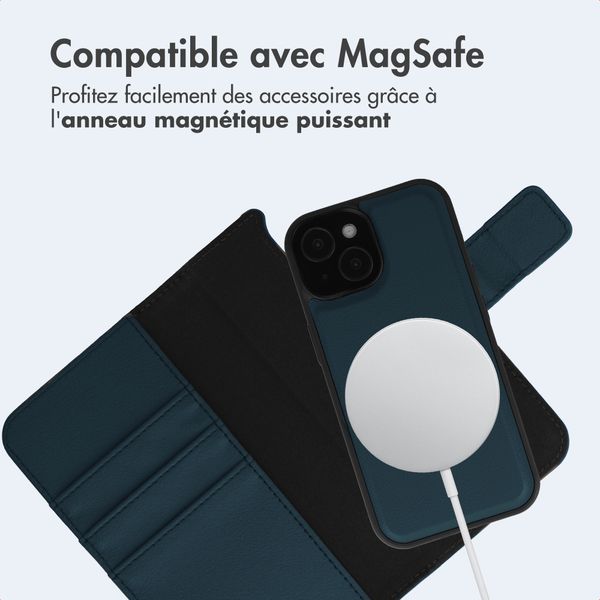 imoshion Étui portefeuille luxe 2-en-1 amovible Apple iPhone 15 - Bleu