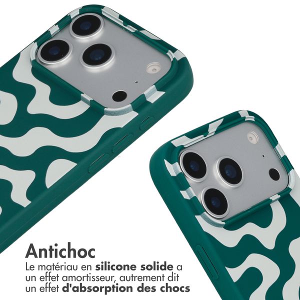 imoshion Coque design en silicone avec cordon Apple iPhone 17 Pro Max - Petrol Green Groovy