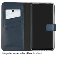 Selencia Étui portefeuille en cuir véritable Samsung Galaxy A35 - Bleu foncé
