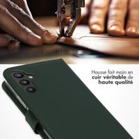 Selencia Étui de téléphone portefeuille en cuir véritable Samsung Galaxy A34 (5G) - Vert