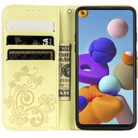 Etui de téléphone Fleurs de Trèfle Galaxy A21s - Jaune