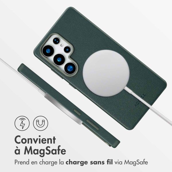 Accezz Coque arrière en cuir avec Magsafe Samsung Galaxy S25 Ultra - Cedar Green