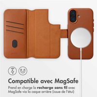 Accezz Étui de télephone portefeuille en cuir 2-en-1 avec MagSafe Apple iPhone 16 - Sienna Brown