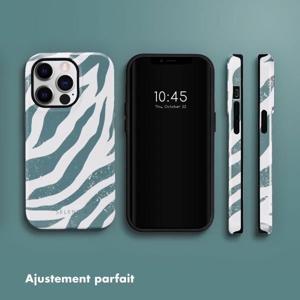 Selencia Coque arrière Vivid Apple iPhone 14 Pro - Colorful Zebra Pine Blue