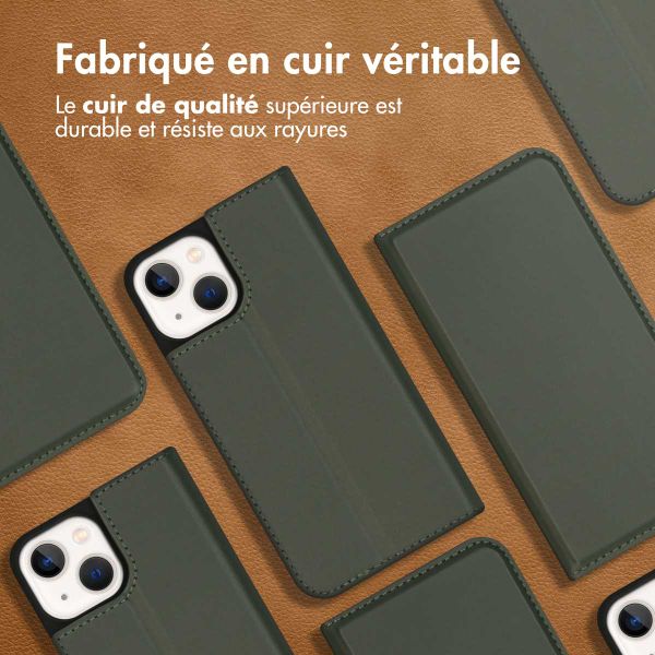 Accezz Étui de téléphone Slim Folio en cuir de qualité supérieure iPhone 13 Mini - Vert