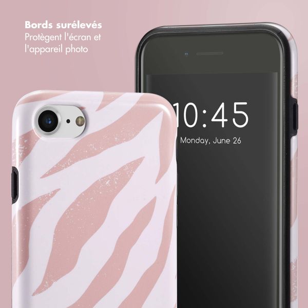 Selencia Coque arrière Vivid Tough iPhone SE (2022 / 2020) / 8 / 7 / 6(s) - Colorful Zebra Old Pink