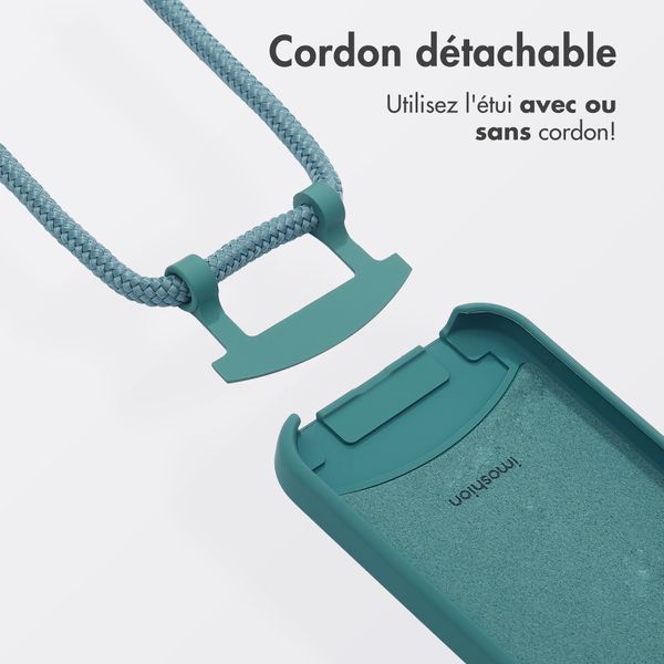 imoshion Coque arrière Color avec cordon amovible et MagSafe Apple iPhone 15 - Vert foncé