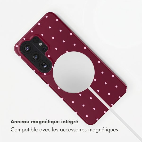 Selencia Coque arrière Vivid avec MagSafe Samsung Galaxy S26 Ultra - Happy Dots Burgundy