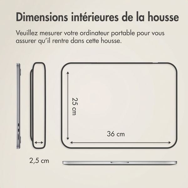 Accezz Pochette ordinateur Leather avec fermeture éclair 13-14 pouces - Beige