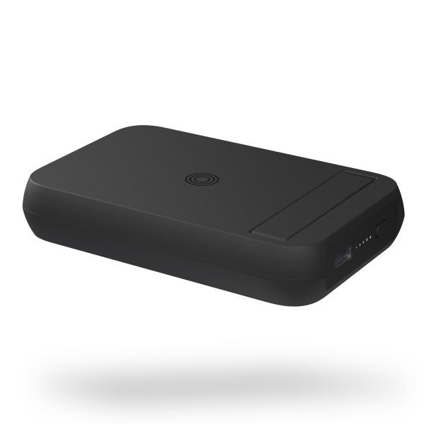 Zens Batterie externe magnétique avec support - Compatible avec MagSafe et Qi2 - 4.000 mAh - Noir