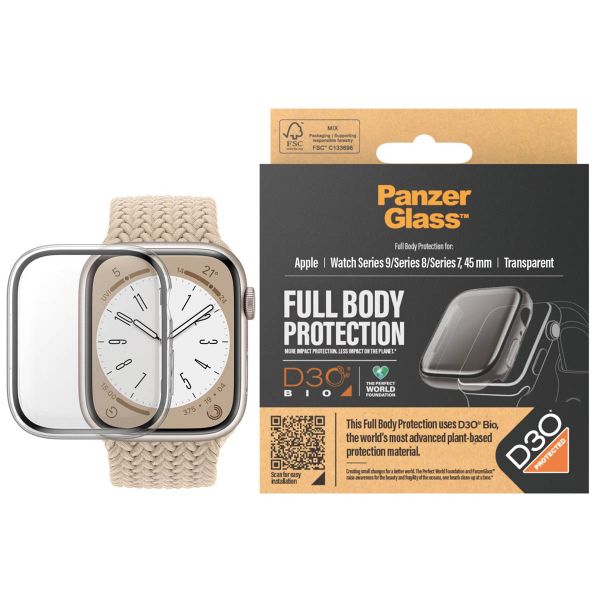 PanzerGlass Protection intégrale D3O® Bio Case Apple Watch Series 7 / 8 / 9 (45 mm) - Transparent