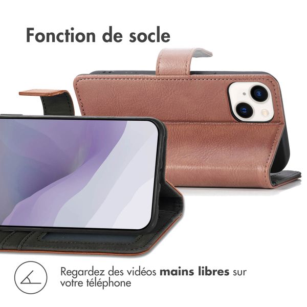 imoshion Étui de téléphone portefeuille Luxe iPhone 14 - Brun