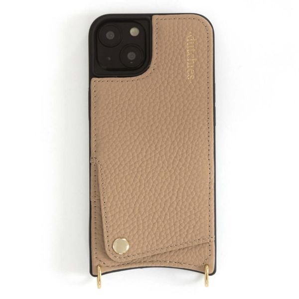 Dutchies Coque avec porte-cartes iPhone 16 - Cordon de téléphone non inclus - Beige