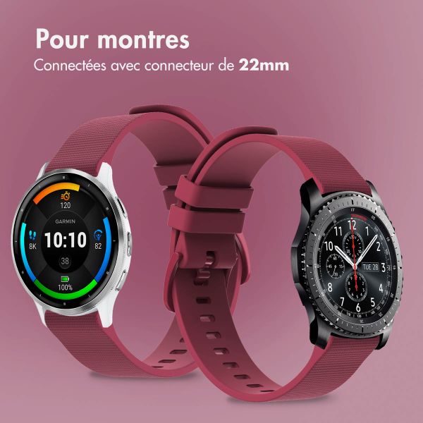 imoshion Bracelet sport en silicone avec boucle - Connexion universelle 22 mm - Rouge foncé