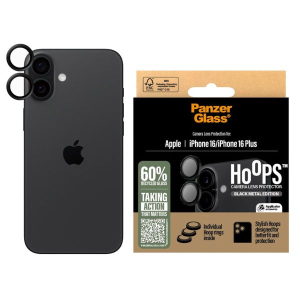 PanzerGlass Protection Caméra Hoops Optic Rings Apple iPhone 16 / 16 Plus