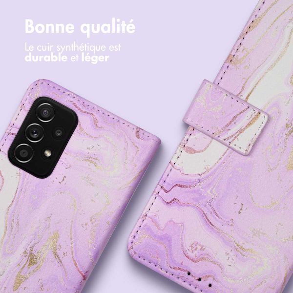 imoshion Étui de télephone portefeuille Design Samsung Galaxy A52(s) (5G/4G) - Purple Marble