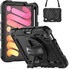 Accezz ﻿Coque arrière robuste avec bandoulière Apple iPad Mini 7 (2024) / iPad Mini 6 (2021) - Noir