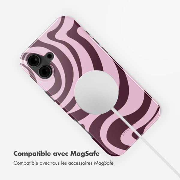 Selencia Coque arrière Vivid avec MagSafe Apple iPhone 16 - Wavy Swirl Pink Plum