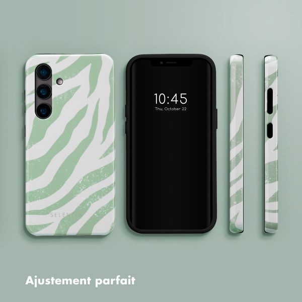 Selencia Coque arrière Vivid Tough Samsung Galaxy S24 - Colorful Zebra Sage Green