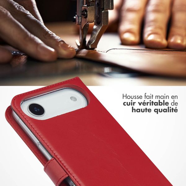 Selencia Étui portefeuille en cuir véritable Apple iPhone Air - Rouge
