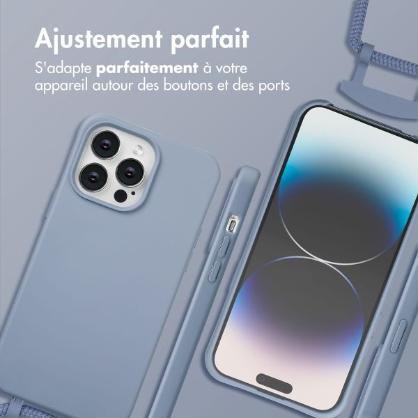 imoshion Coque arrière Color avec cordon amovible et MagSafe Apple iPhone 14 Pro Max - Ash Blue