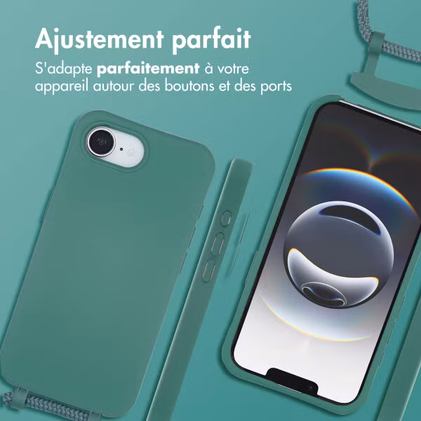 imoshion Coque arrière Color avec cordon amovible et MagSafe Apple iPhone 16e - Vert foncé