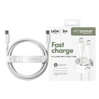 Empower by PanzerGlass Câble de recharge Racing USB-C vers USB-C - 240 W - 2 mètres - Silver White