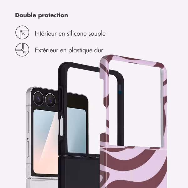 Selencia Coque arrière Vivid Samsung Galaxy Z Flip 7 - Wavy Swirl Pink Plum