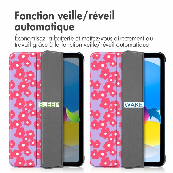imoshion Coque tablette Design Trifold Apple iPad 11 (2025) 11 pouces A16 / iPad 10 (2022) 10.9 pouces - Dusty Rose Blossom