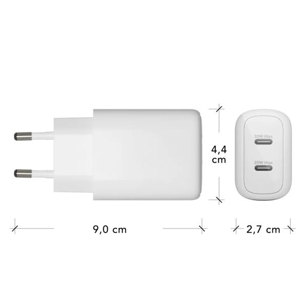 dbramante1928 re-charge | Chargeur Secteur - 2x USB-C 20 watts - Blanc